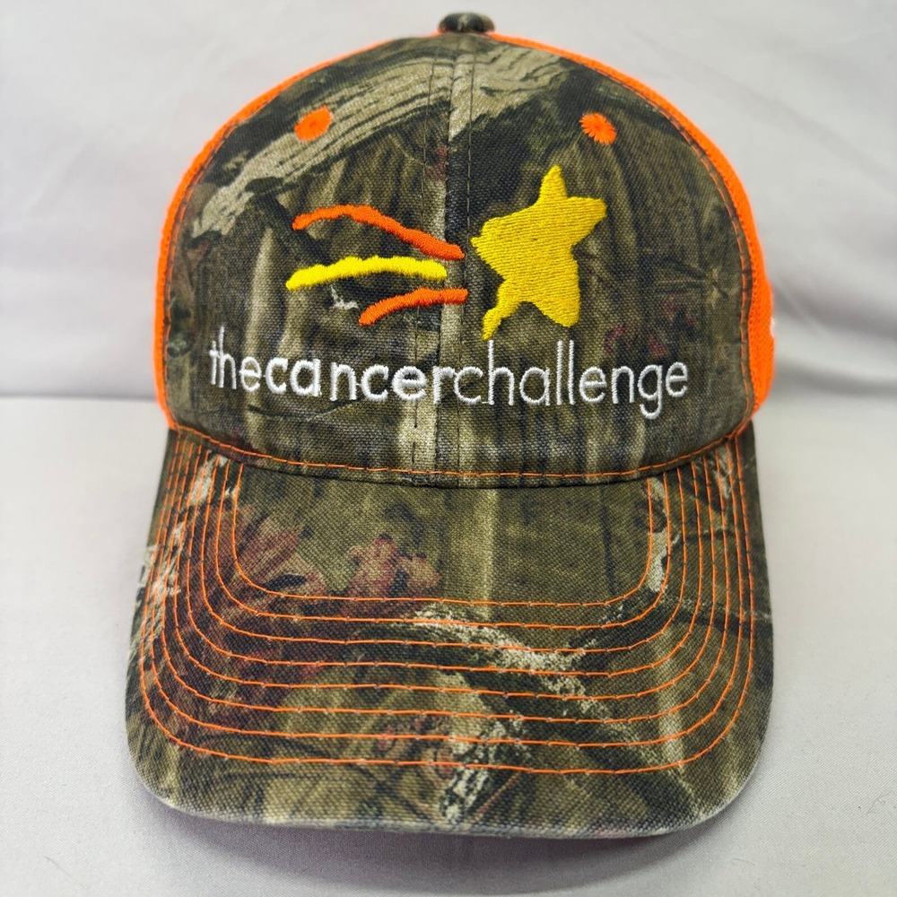 Outdoor Cap Trucker Hat The Cancer Challenge Mens OSFA Camo Orange Mesh 1867